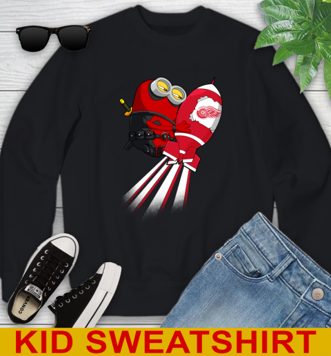 NHL Hockey Detroit Red Wings Deadpool Minion Marvel Shirt Youth Sweatshirt