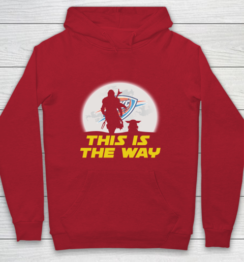 Oklahoma City Thunder NBA Basketball Star Wars Yoda And Mandalorian This Is The Way Youth Hoodie 7