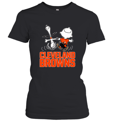 Snoopy And Charlie Brown Happy Cleveland Browns Fans Women's T-Shirt