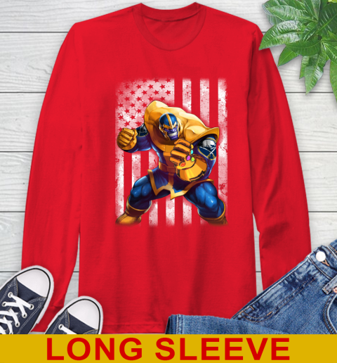 NHL Hockey Buffalo Sabres Thanos Marvel American Flag Shirt Long Sleeve T-Shirt 12