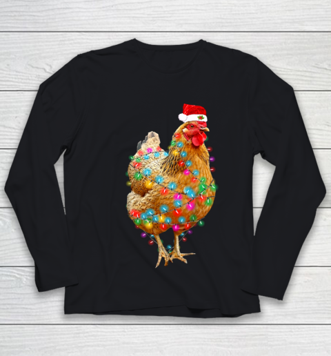 Chicken Christmas Light T Shirt Hen Love Farmer Youth Long Sleeve