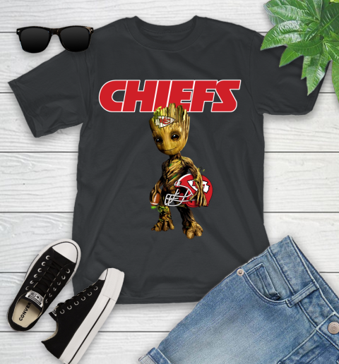 Kansas City Chiefs NFL Football Groot Marvel Guardians Of The Galaxy Youth T-Shirt 2