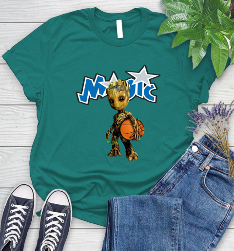 Orlando Magic NBA Basketball Groot Marvel Guardians Of The Galaxy Women's T-Shirt 12