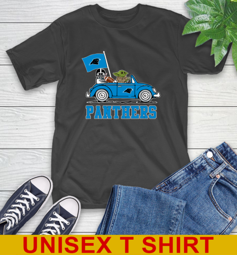 NFL Football Carolina Panthers Darth Vader Baby Yoda Driving Star Wars Shirt T-Shirt 2