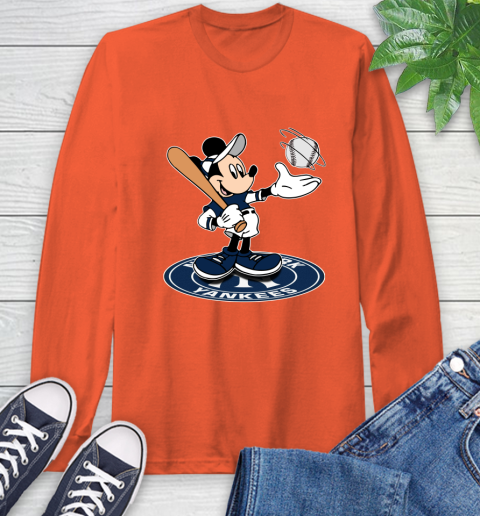 MLB Baseball New York Yankees Cheerful Mickey Disney Shirt Long Sleeve T-Shirt 5