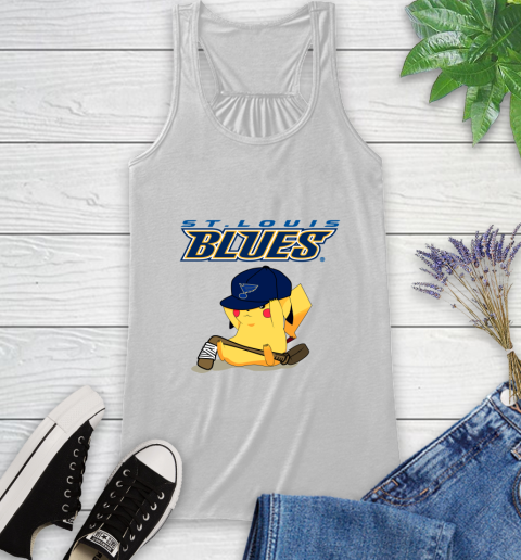 NHL Pikachu Hockey Sports St.Louis Blues Racerback Tank
