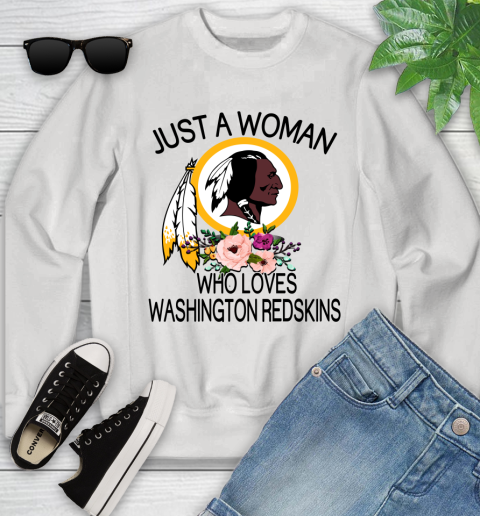 NFL Just A Woman Who Loves Washington Redskins Football Sports Youth Sweatshirt