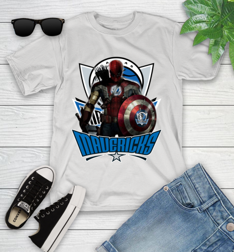 Dallas Mavericks NBA Basketball Captain America Thor Spider Man Hawkeye Avengers Youth T-Shirt