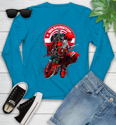 NBA Deadpool Marvel Comics Sports Basketball Washington Wizards Youth Long Sleeve 7