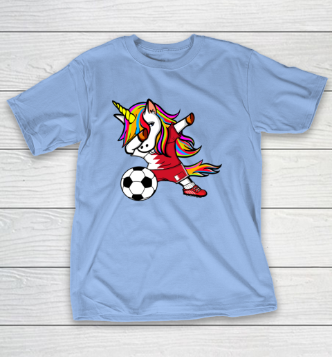 Dabbing Unicorn Bahrain Football Bahraini Flag Soccer T-Shirt 23