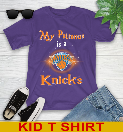 NBA Basketball Harry Potter My Patronus Is A New York Knicks Youth T-Shirt 3
