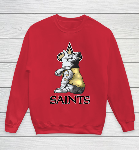 NFL Football My Cat Loves New Orleans Saints Youth Sweatshirt 7