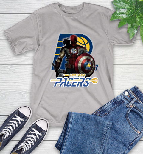 Indiana Pacers NBA Basketball Captain America Thor Spider Man Hawkeye Avengers T-Shirt 12
