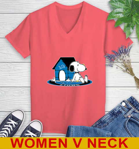 NFL Football Detroit Lions Snoopy The Peanuts Movie Shirt Women's V-Neck T-Shirt 7