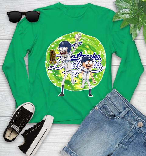 MLB Los Angeles Dodgers Rick And Morty Commissioner's Trophy Baseball Sports Youth Long Sleeve 6