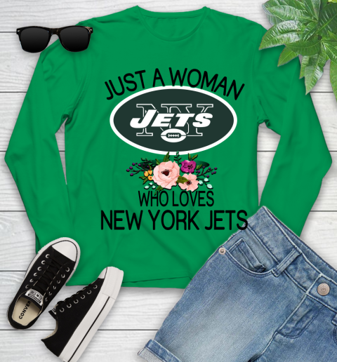 NFL Just A Woman Who Loves New York Jets Football Sports Youth Long Sleeve 4