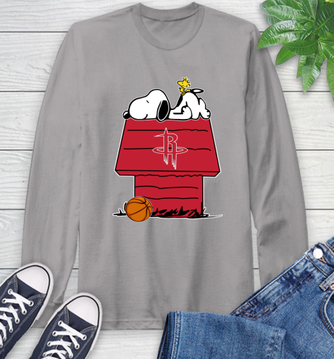 Houston Rockets NBA Basketball Snoopy Woodstock The Peanuts Movie Long Sleeve T-Shirt 6