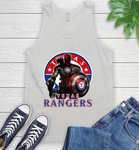 MLB Captain America Thor Spider Man Hawkeye Avengers Endgame Baseball Texas Rangers Tank Top