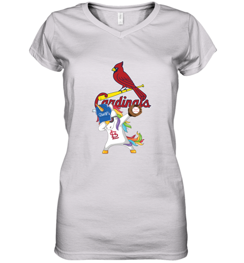 Hip Hop Dabbing Unicorn Flippin Love St Louis Cardinals Women's V-Neck T-Shirt