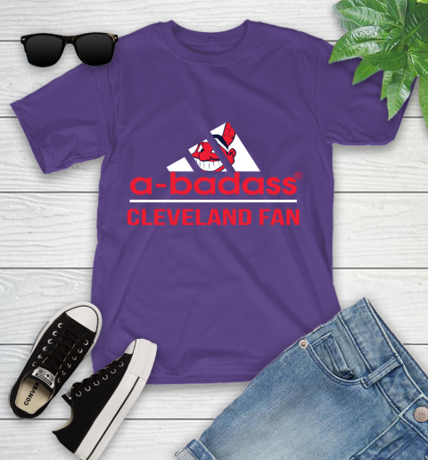 MLB A Badass Cleveland Indians Fan Adidas Baseball Sports Youth T-Shirt 3