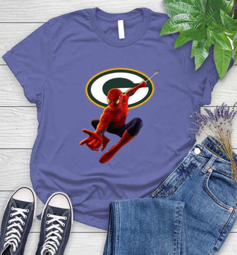 NFL Spider Man Avengers Endgame Football Green Bay Packers Women's T-Shirt 11