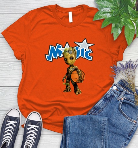 Orlando Magic NBA Basketball Groot Marvel Guardians Of The Galaxy Women's T-Shirt 4