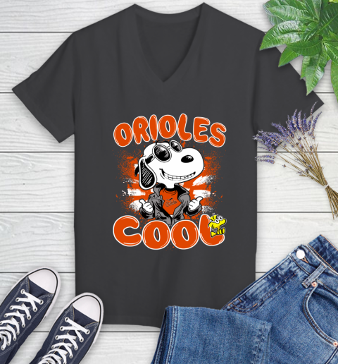 MLB Baseball Baltimore Orioles Cool Snoopy Shirt Women's V-Neck T-Shirt 6