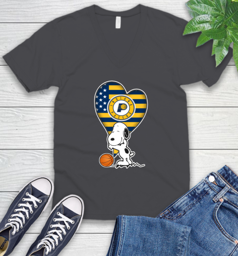 Indiana Pacers NBA Basketball The Peanuts Movie Adorable Snoopy V-Neck T-Shirt 5
