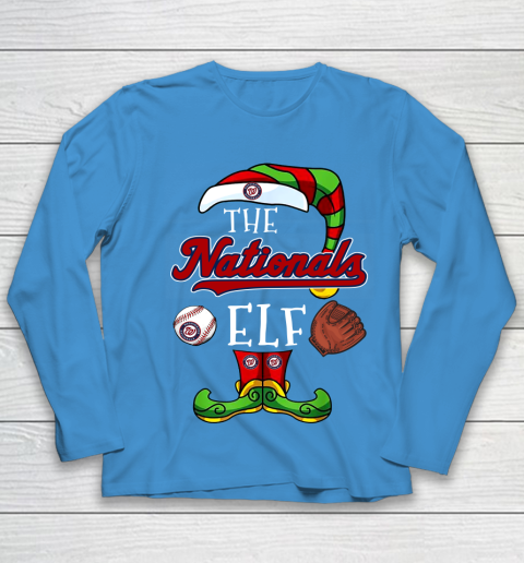 Washington Nationals Christmas ELF Funny MLB Youth Long Sleeve 5