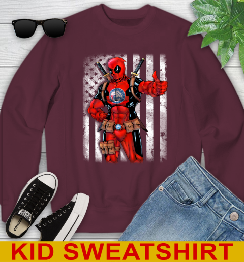 NBA Basketball Philadelphia 76ers Deadpool American Flag Shirt Youth Sweatshirt 4