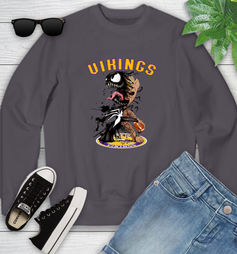 NFL Minnesota Vikings Football Venom Groot Guardians Of The Galaxy Youth Sweatshirt 7 NFL Minnesota Vikings Football Venom Groot Guardians Of The Galaxy Youth Sweatshirt - Image 7