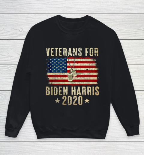 Veterans for Biden Harris 2020 USA Flag Vintage Youth Sweatshirt