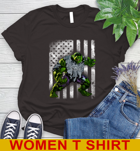 San Antonio Spurs Hulk Marvel Avengers NBA Basketball American Flag Women's T-Shirt 9