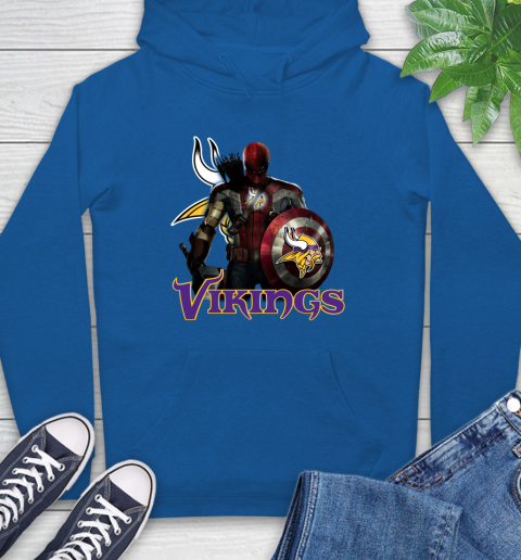 NFL Captain America Thor Spider Man Hawkeye Avengers Endgame Football Minnesota Vikings Hoodie 9