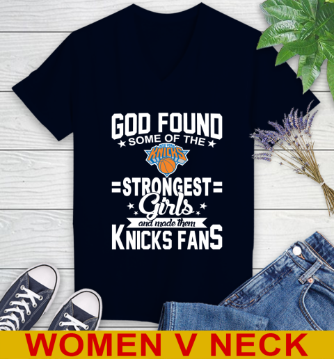 New York Knicks NBA Basketball God Found Some Of The Strongest Girls Adoring Fans Women's V-Neck T-Shirt 2