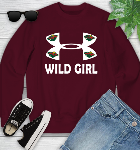 NHL Minnesota Wild Girl Under Armour Hockey Sports Youth Sweatshirt 4