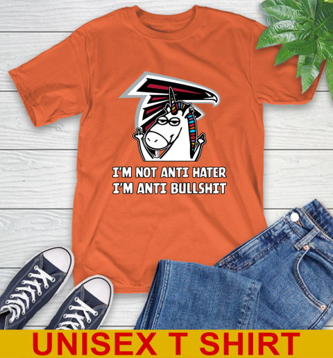 Atlanta Falcons NFL Football Unicorn I'm Not Anti Hater I'm Anti Bullshit T-Shirt 5
