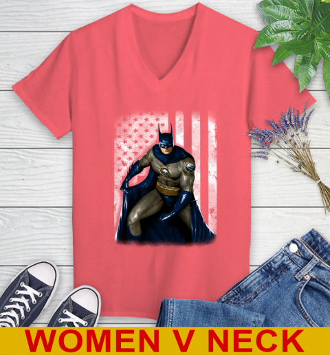 Buffalo Sabres NHL Hockey Batman DC American Flag Shirt Women's V-Neck T-Shirt 6