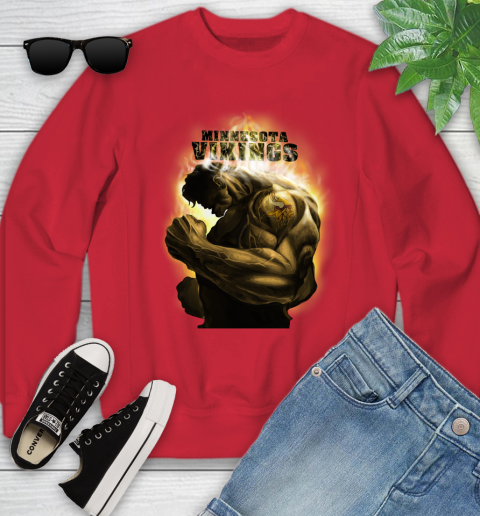 Minnesota Vikings NFL Football Hulk Marvel Avengers Sports Youth Sweatshirt 8