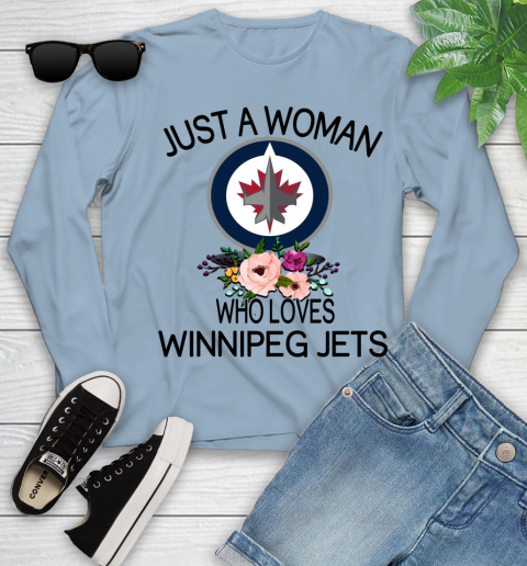NHL Just A Woman Who Loves Winnipeg Jets Hockey Sports Youth Long Sleeve 6