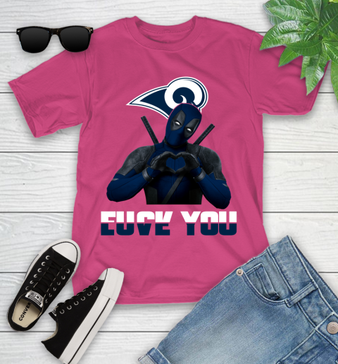NHL Los Angeles Rams Deadpool Love You Fuck You Football Sports Youth T-Shirt 11