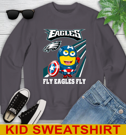 NFL Football Philadelphia Eagles Captain America Marvel Avengers Minion Shirt Youth Sweatshirt 5