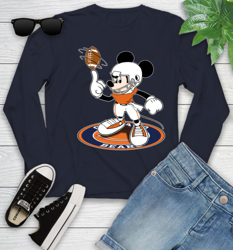 NFL Football Chicago Bears Cheerful Mickey Disney Shirt Youth Long Sleeve 3