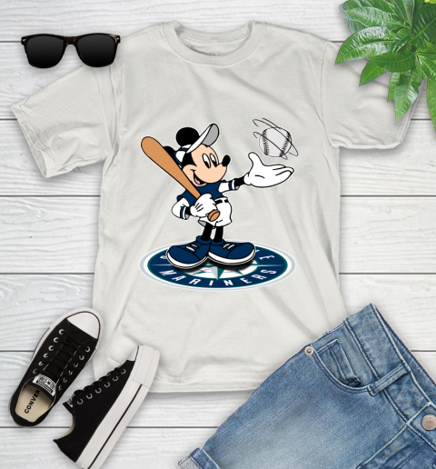 MLB Baseball Seattle Mariners Cheerful Mickey Disney Shirt Youth T-Shirt 12