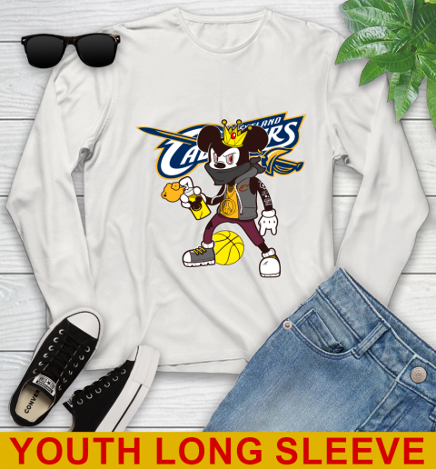 Cleveland Cavaliers NBA Basketball Mickey Peace Sign Sports Youth Long Sleeve 12