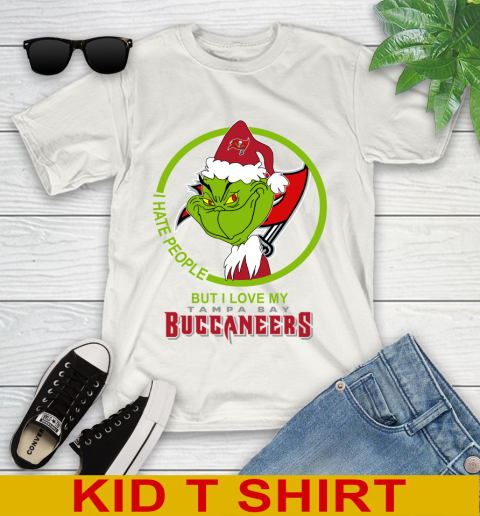 Tampa Bay Buccaneers NFL Christmas Grinch I Hate People But I Love My Favorite Football Team Youth T-Shirt
