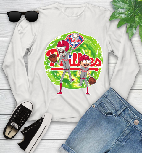 MLB Philadelphia Phillies Rick And Morty Baseball Sports Youth Long Sleeve 12