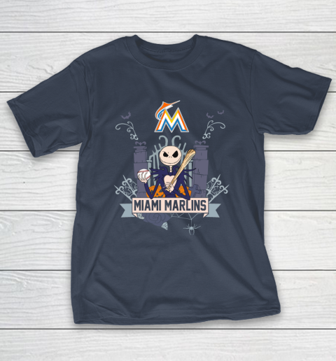 MLB Miami Marlins Baseball Jack Skellington Halloween T-Shirt 3