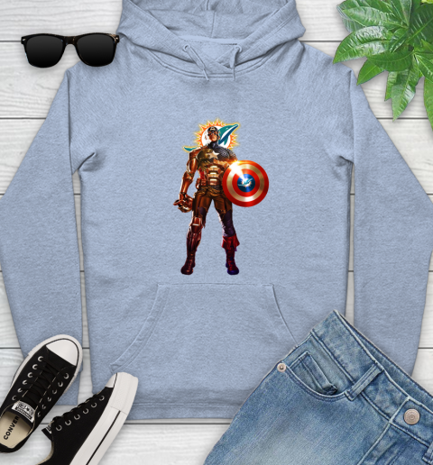 NFL Captain America Marvel Avengers Endgame Football Sports Miami Dolphins Youth Hoodie 10