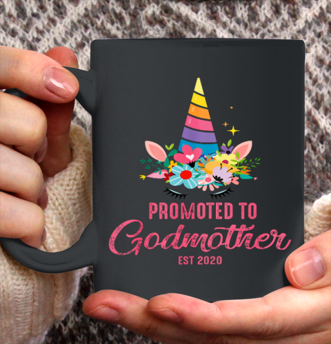 Womens Promoted To Godmother 2020 Costume Unicorn Baby Shower Gift Ceramic Mug 11oz